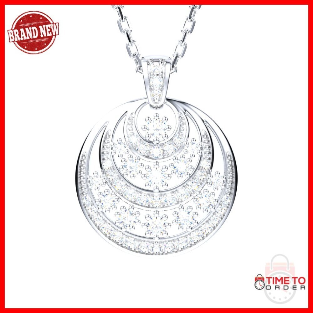 Sterling Silver Moissanite Sun Moon Pendant Necklace Adjustable 18-20 Inch Chain